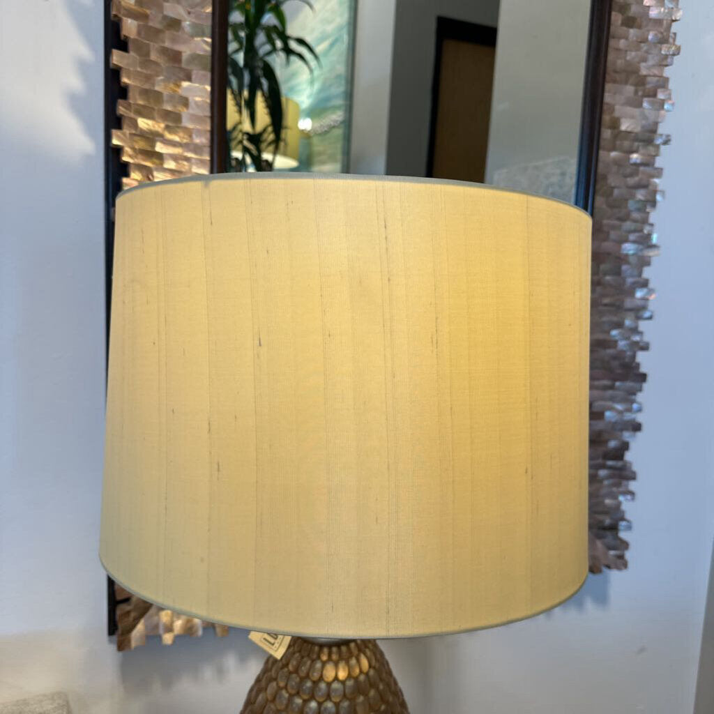 Gold Mosaic Lamp W/ Cream Shade - Pair - 33"