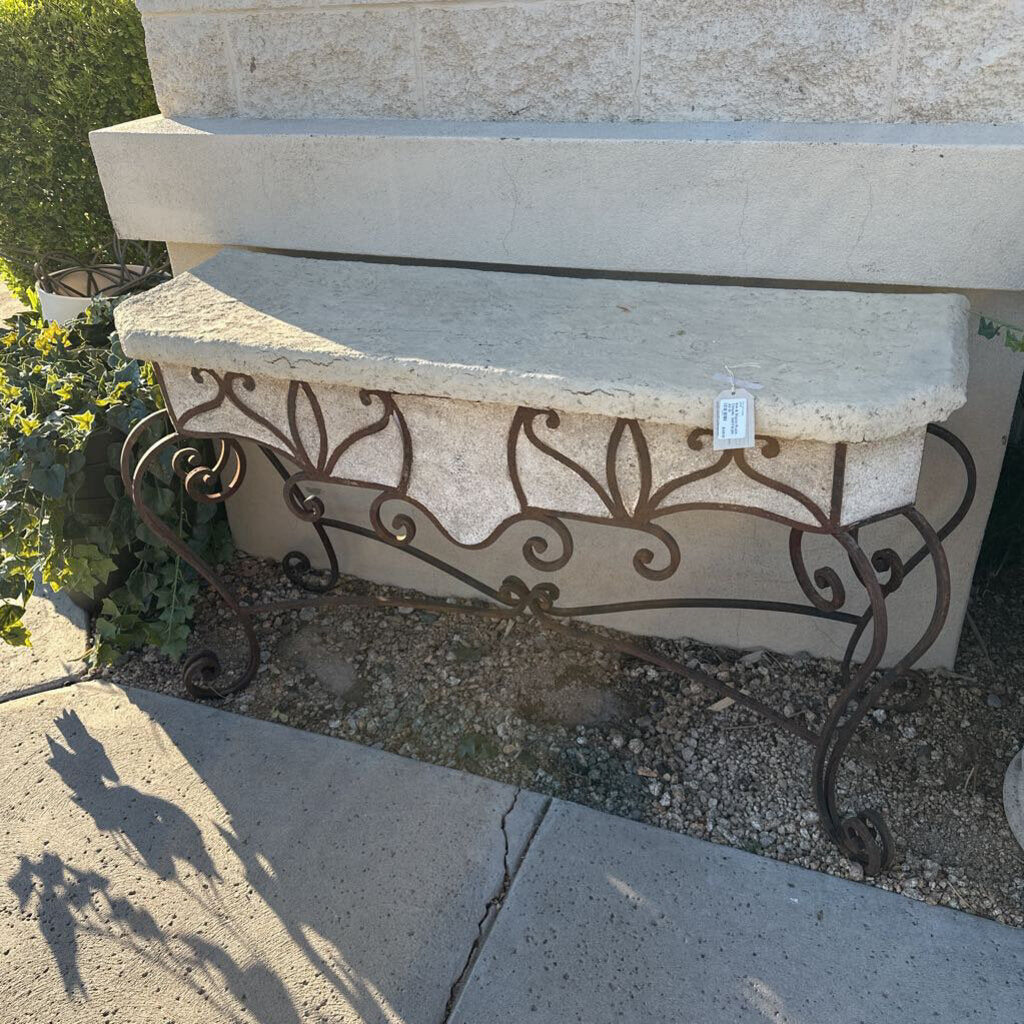 Outdoor Iron & Stucco Rustic Console- 54X17X32H- AS IS