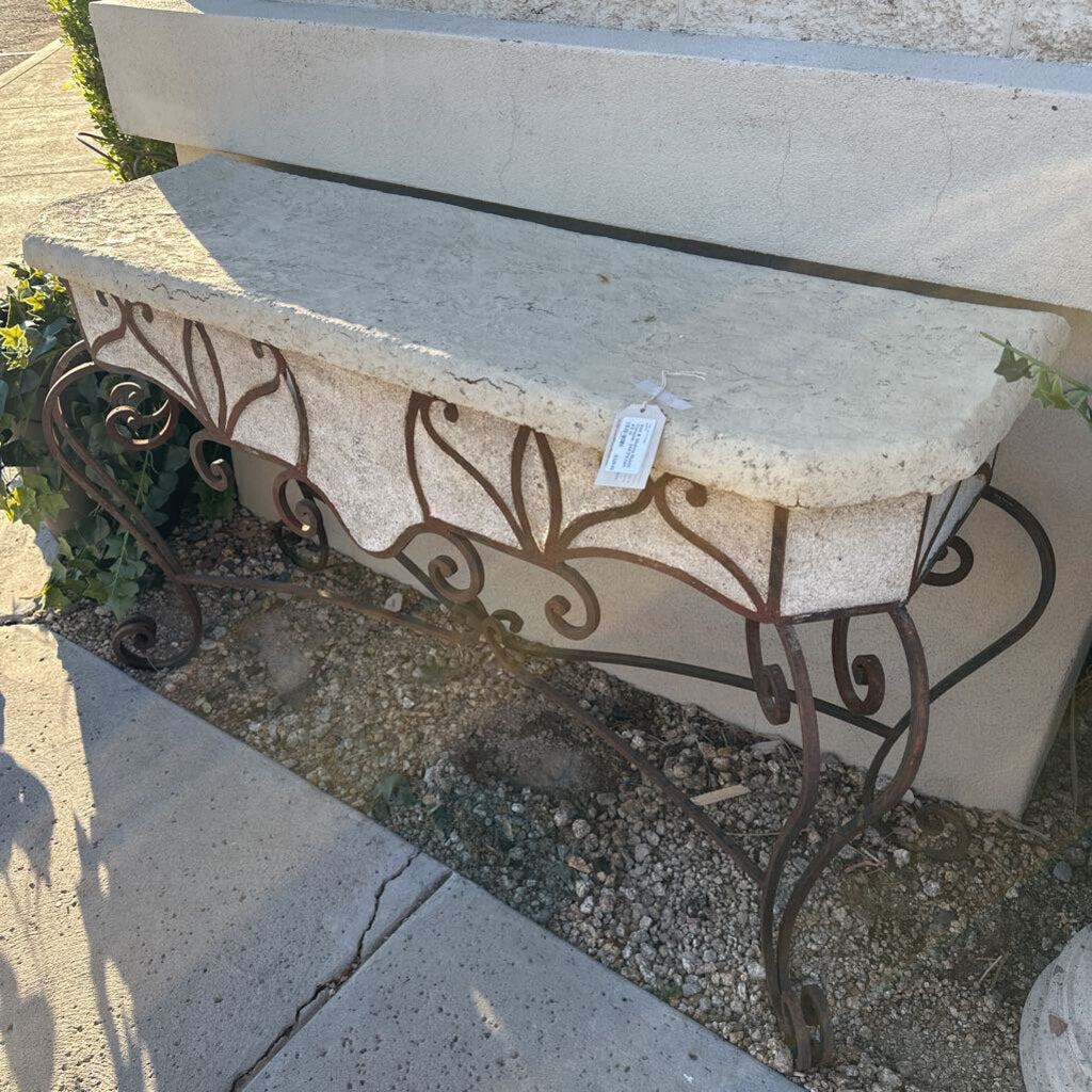 Outdoor Iron & Stucco Rustic Console- 54X17X32H- AS IS