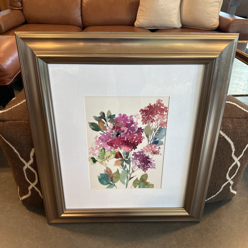 Gold Framed Hydrangea Art - 26.5X32