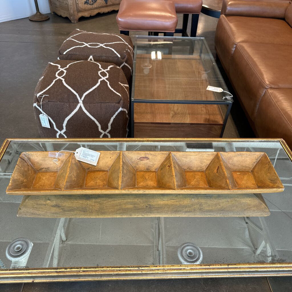 Pottery Barn Wood 5 Compartment Tray - 7X3.5X36