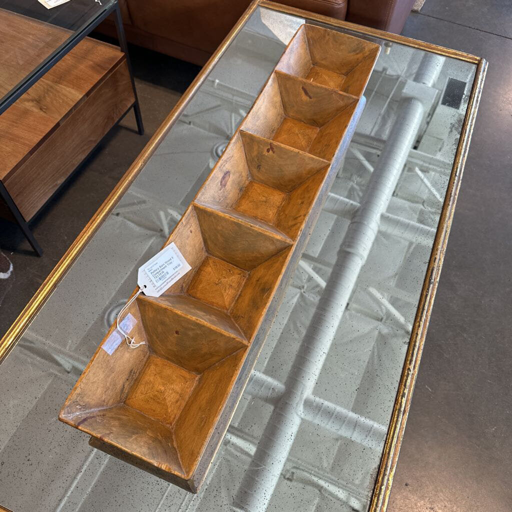 Pottery Barn Wood 5 Compartment Tray - 7X3.5X36