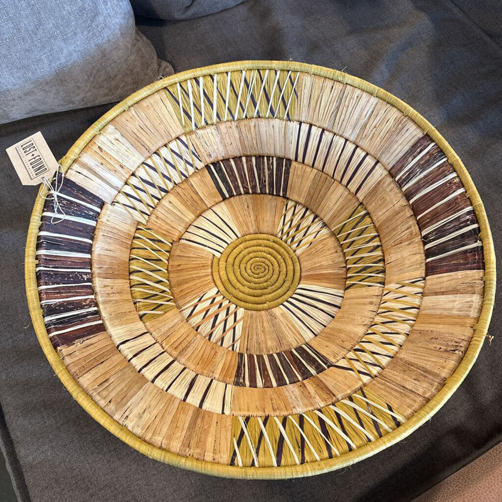 Woven Bark & Raffia Basket- 22.5"