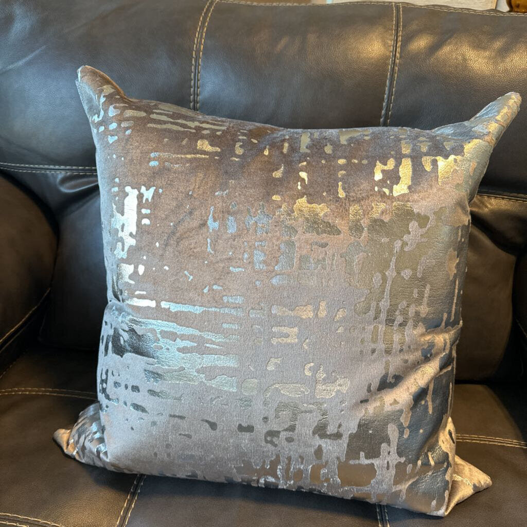 Lili Alessandra Grey & Silver Down Pillow- 21X21