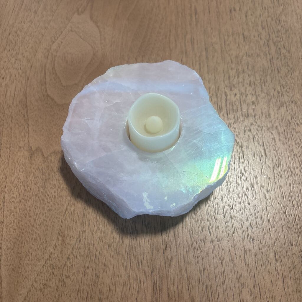 Rose Quartz Round Candle Holder-4.5X5