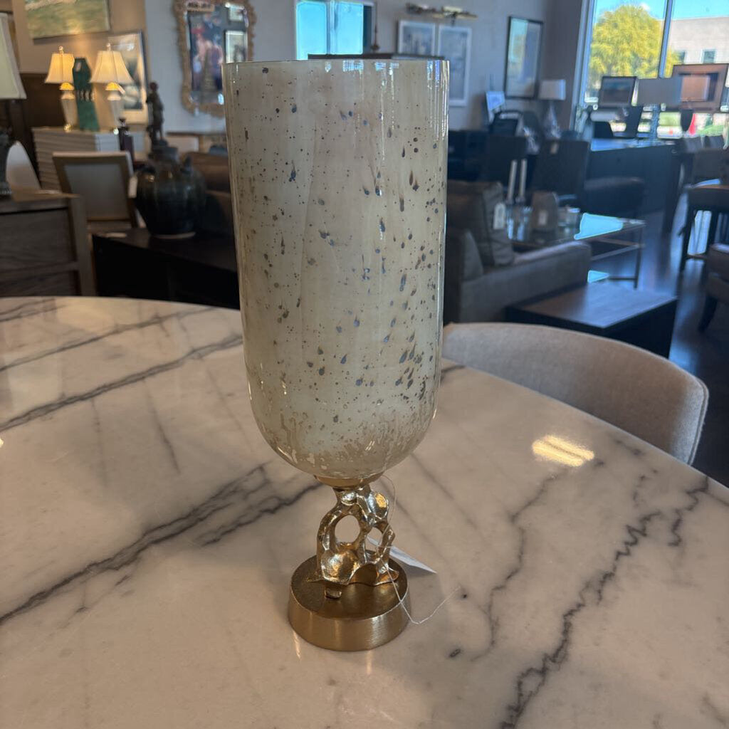 Mercury Glass Vase W/ Golden Base- 17.5H