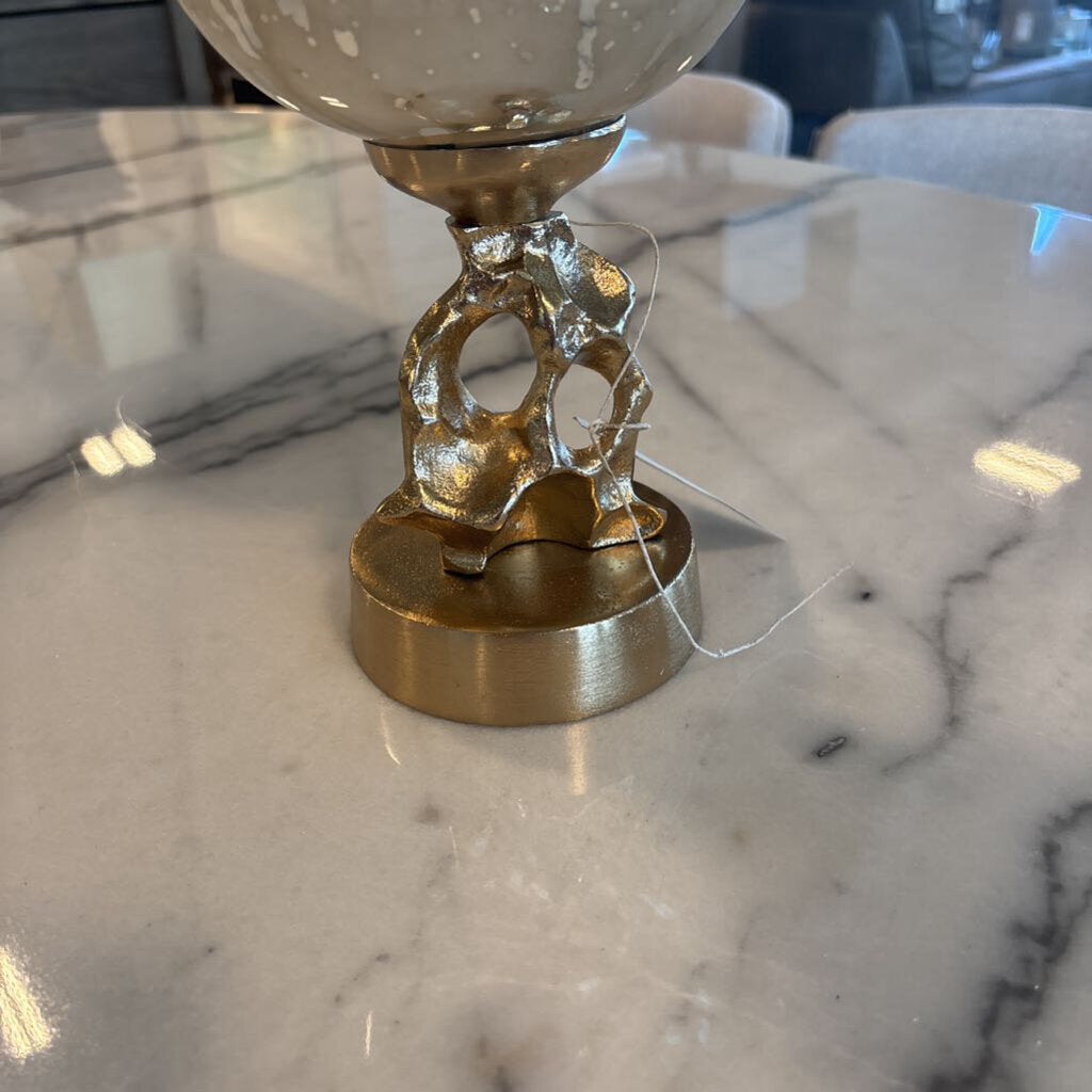 Mercury Glass Vase W/ Golden Base- 17.5H