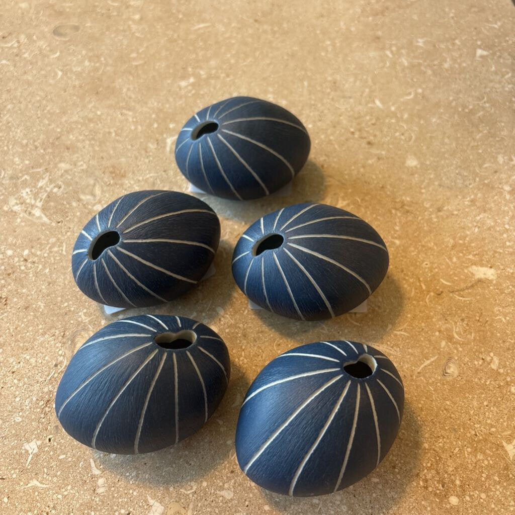 Blue Striped Small Ball Vase- 3X2X2