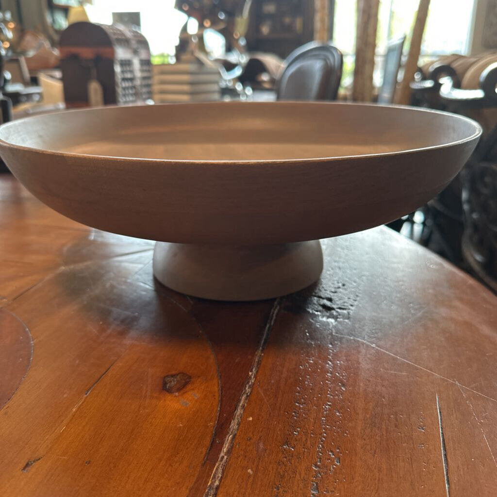 Mango Wood Pedestal Bowl- 14X5H