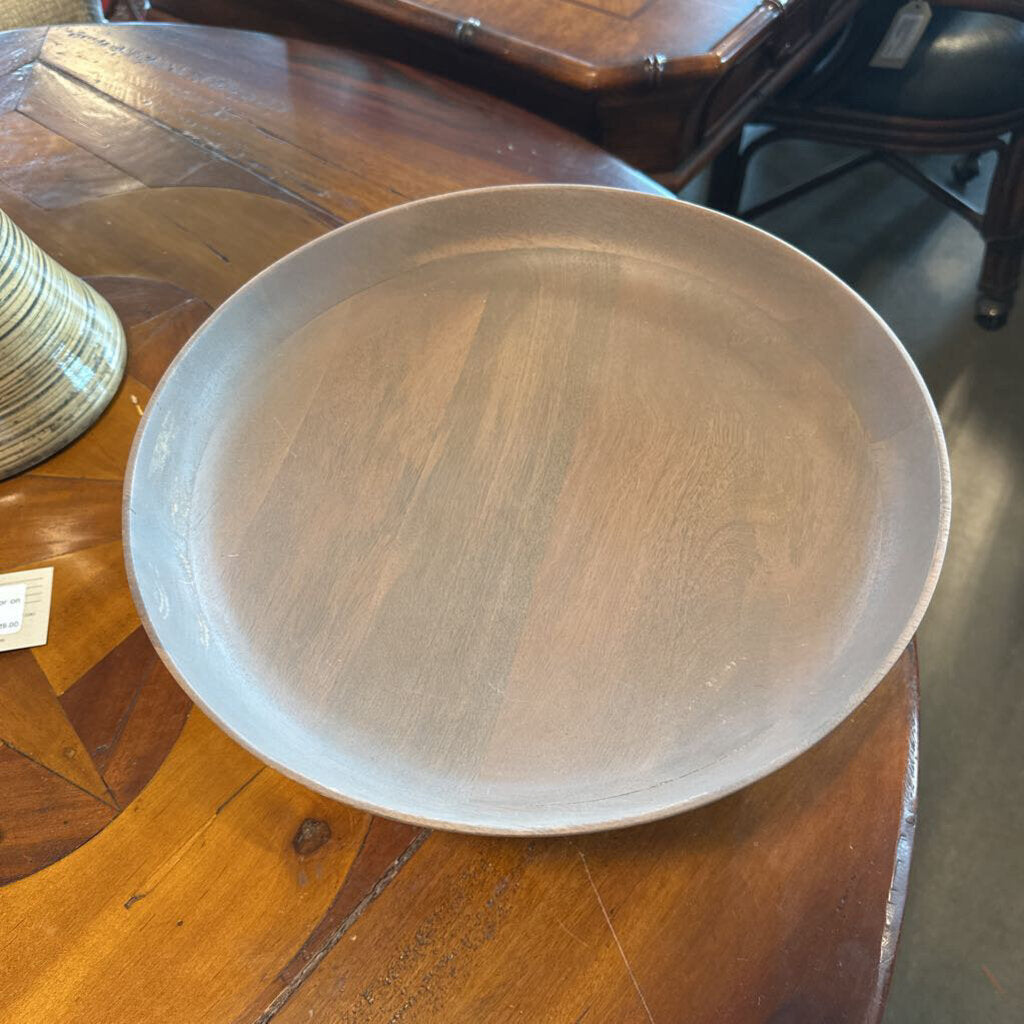 Mango Wood Pedestal Bowl- 14X5H