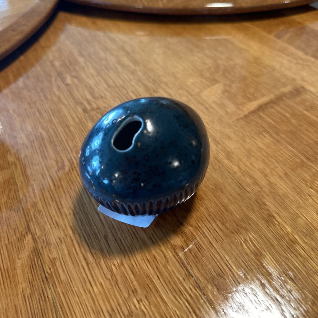 Blue Glazed Ball Vase- 3X2X2