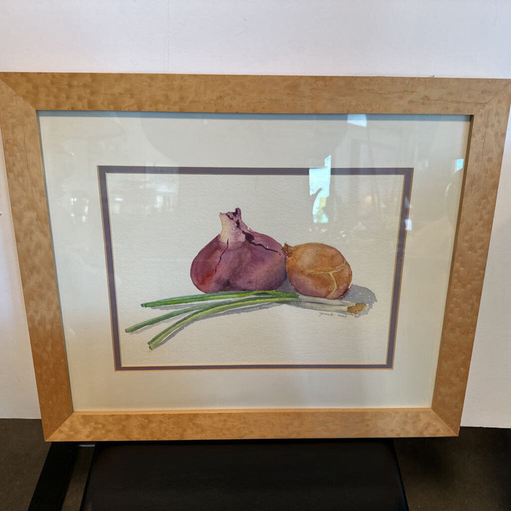 Original Watercolor of Garlic & Onion By Jweake- 23X19