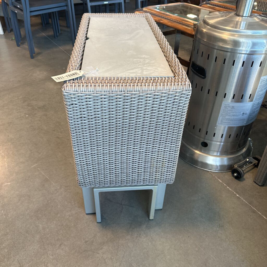 Brown Jordan All Weather Wicker & Metal Side Table- 35X15X26H