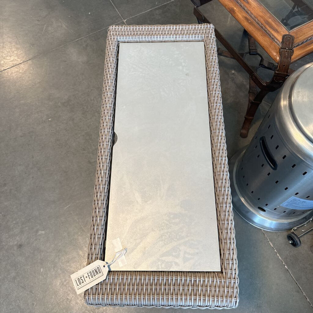 Brown Jordan All Weather Wicker & Metal Side Table- 35X15X26H
