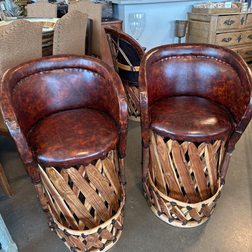 Mexican Equipale Counter Stools- 22X26X37H- Pair