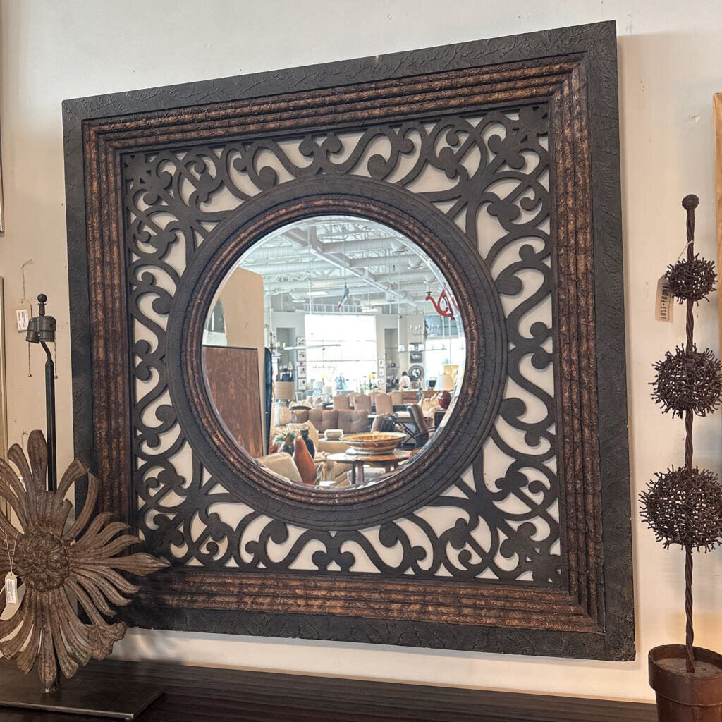 Large Square Scrolled Mirror- 60X60