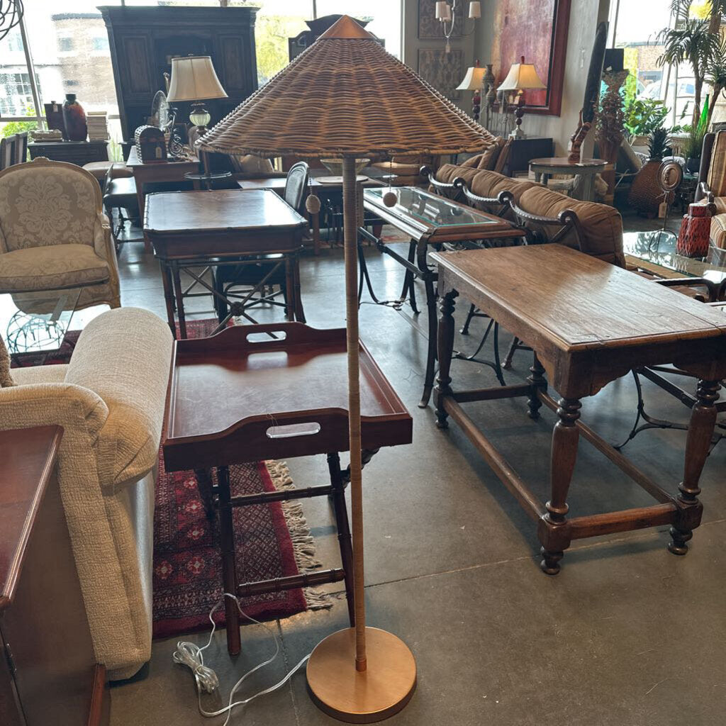 Anthropologie Rattan Umbel Floor Lamp - 59"