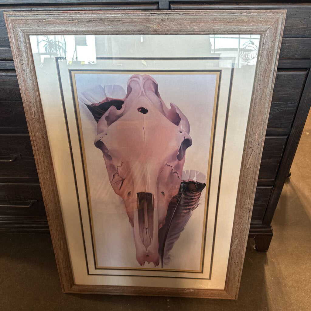 Rustic Framed Art by Georgia O'Keeffe Skull Print- 28X41H