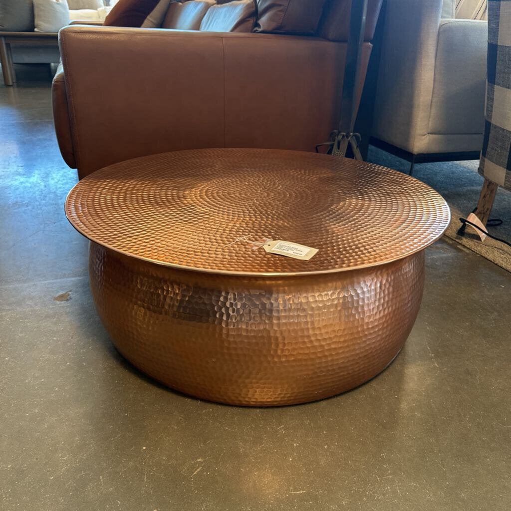 Hammered Metal Copper Color Coffee Table - 32X12H
