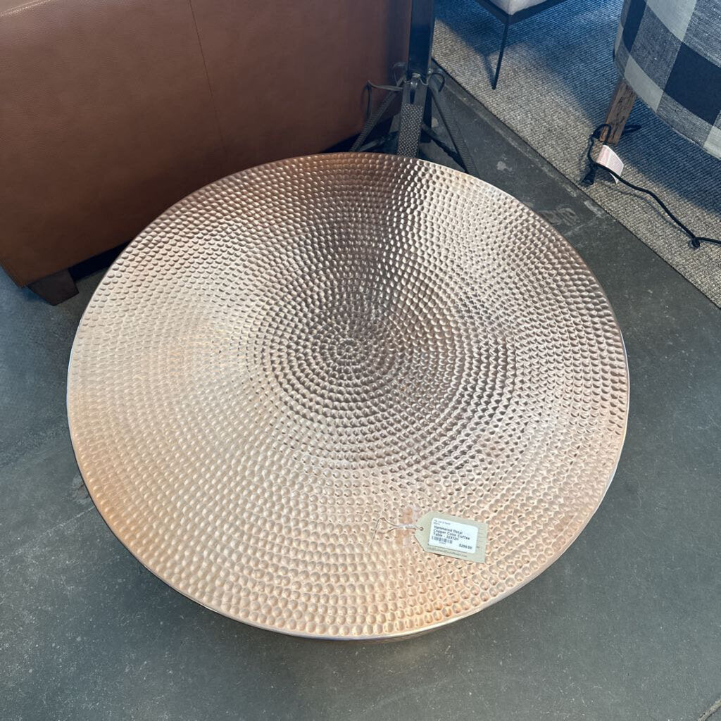 Hammered Metal Copper Color Coffee Table - 32X12H