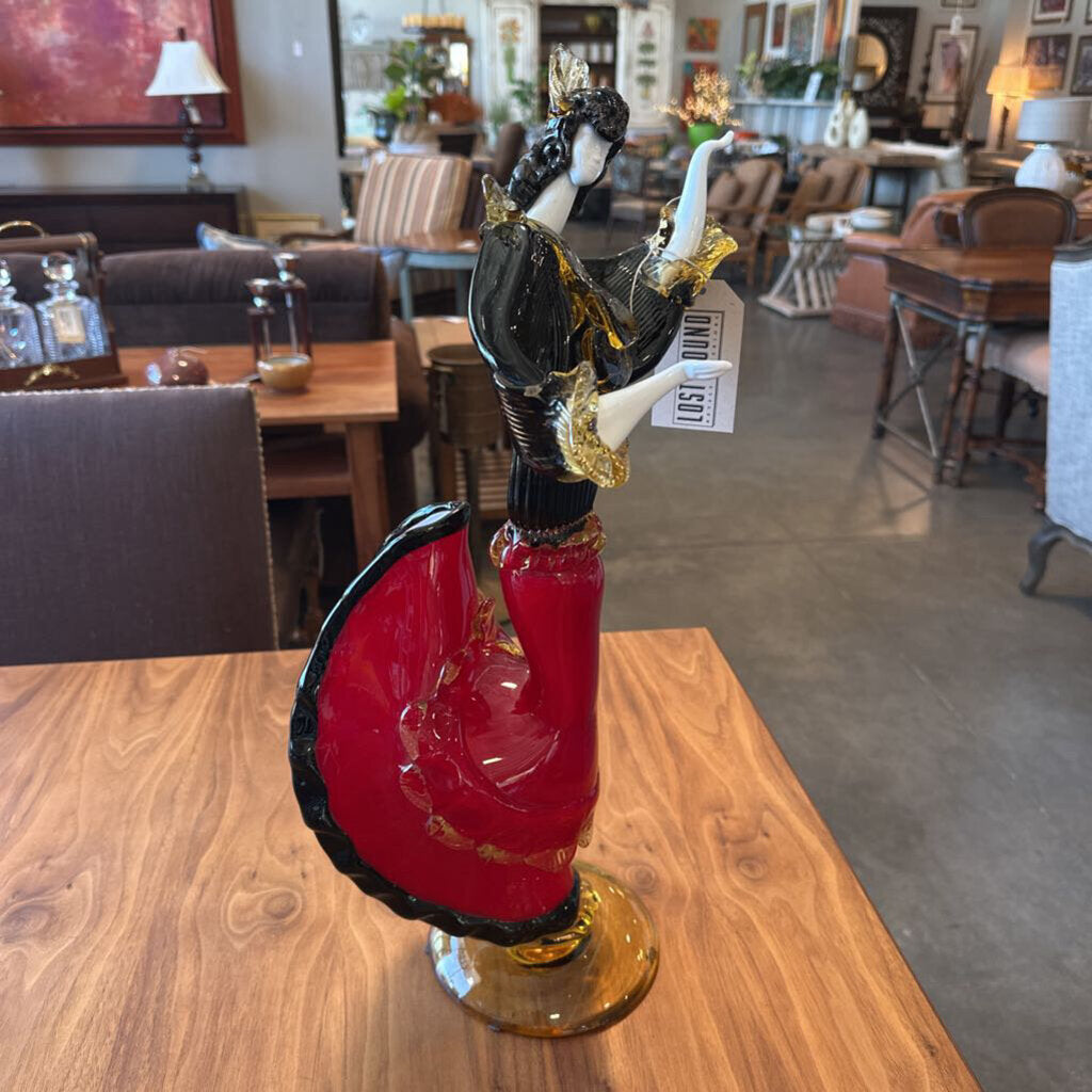 Vintage Murano Glass Flamenco Dancer - 21" - AS IS