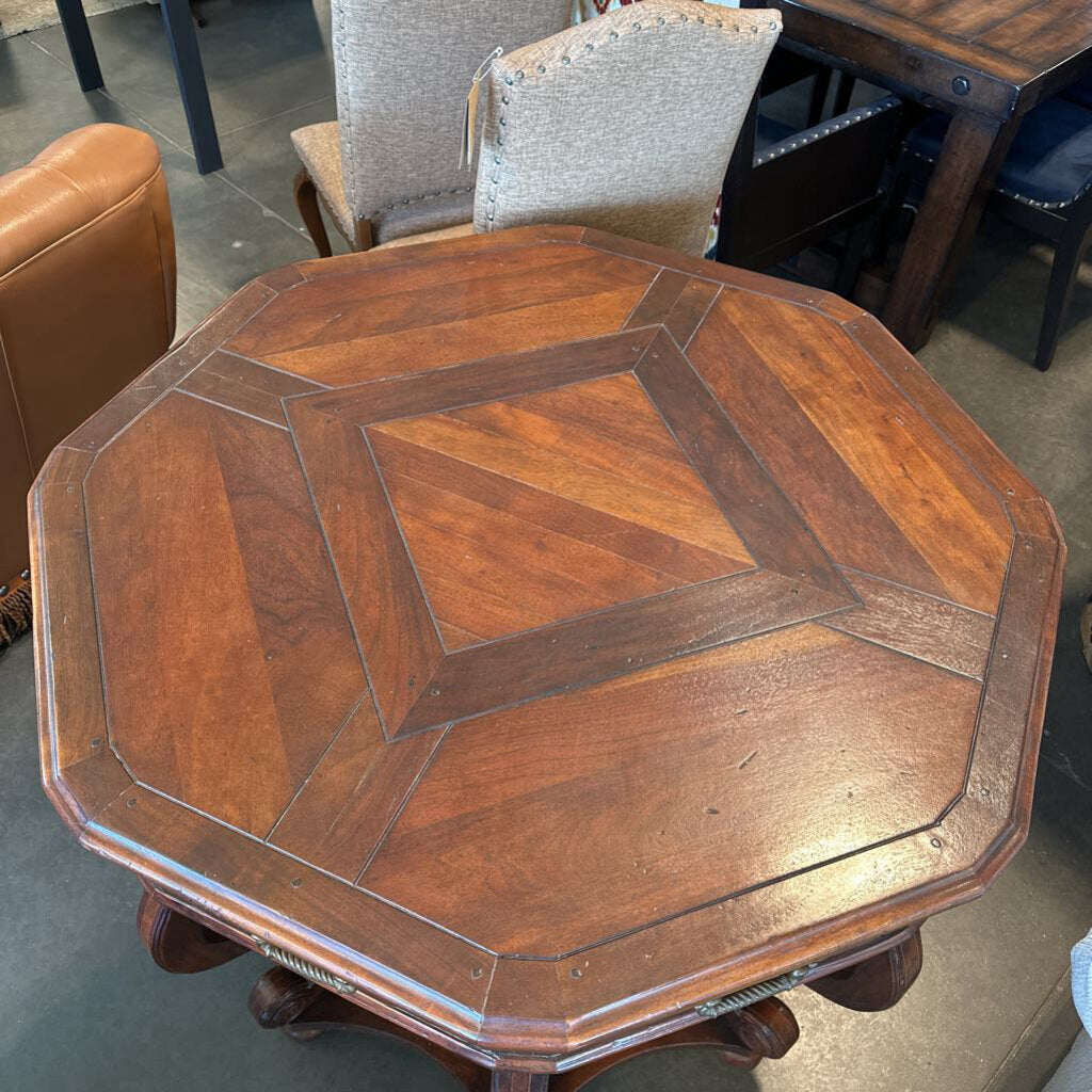 Vintage Octagon Entry Table W/ Drawers- 43X43X32.5H