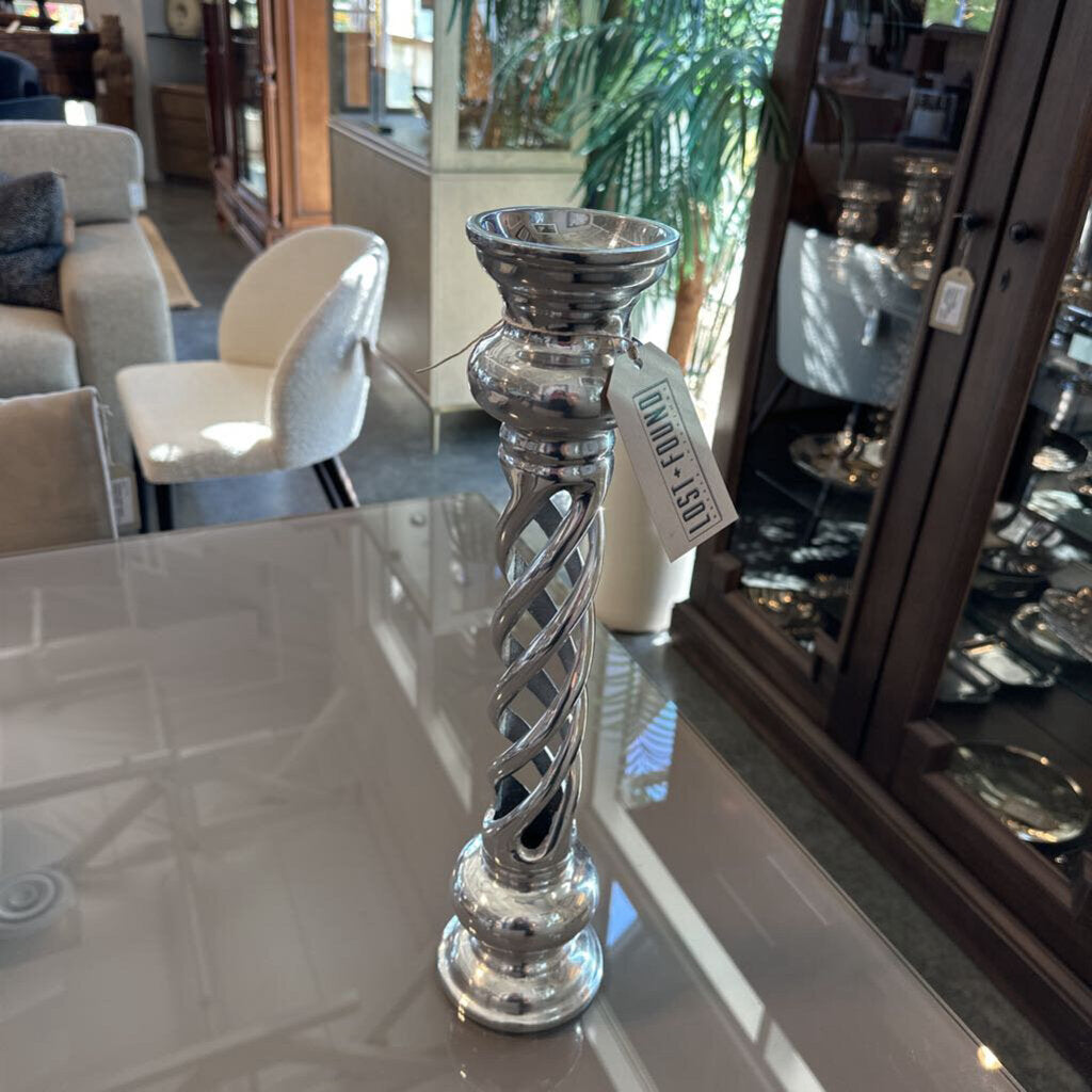 Twisted Pewter Candlestick - 17.5