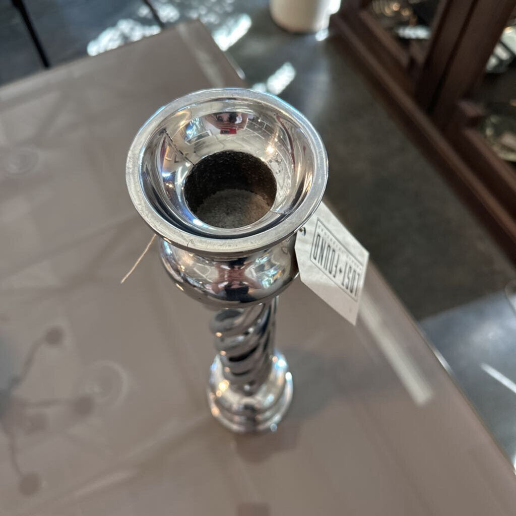 Twisted Pewter Candlestick - 17.5