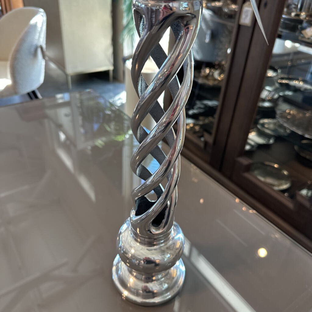 Twisted Pewter Candlestick - 17.5