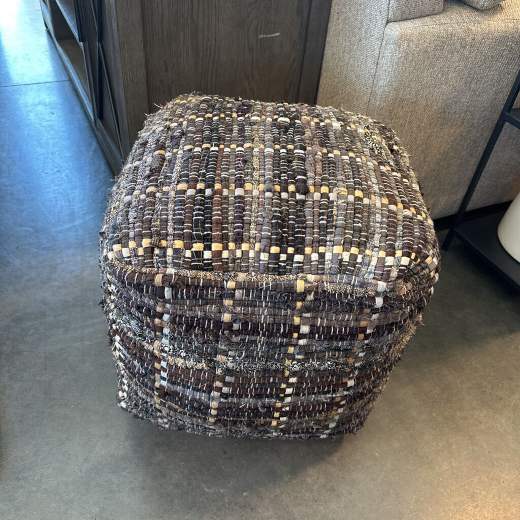 Brown Multi Color Pouf - 17X17X17