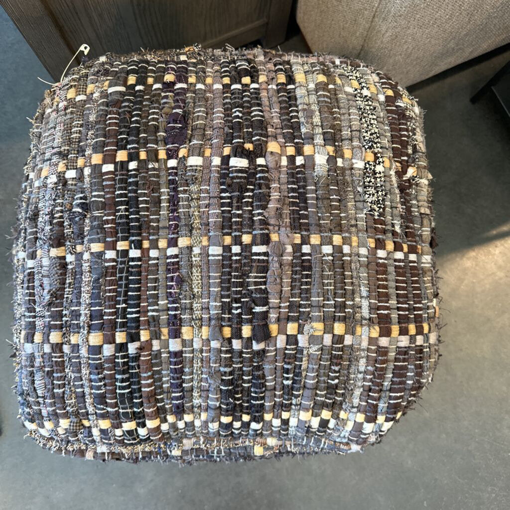 Brown Multi Color Pouf - 17X17X17