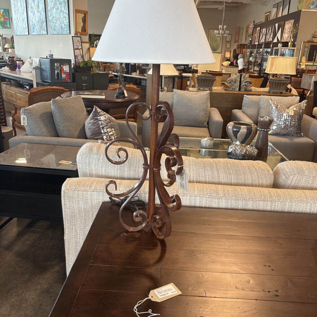Scrolled Iron Table Lamp- 15X15X34H