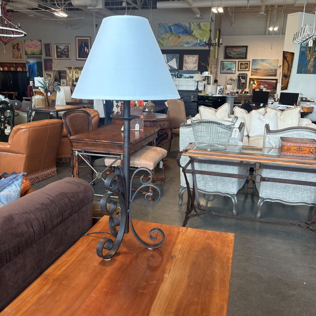 Black Scrolled Iron Table Lamp- 14X33H