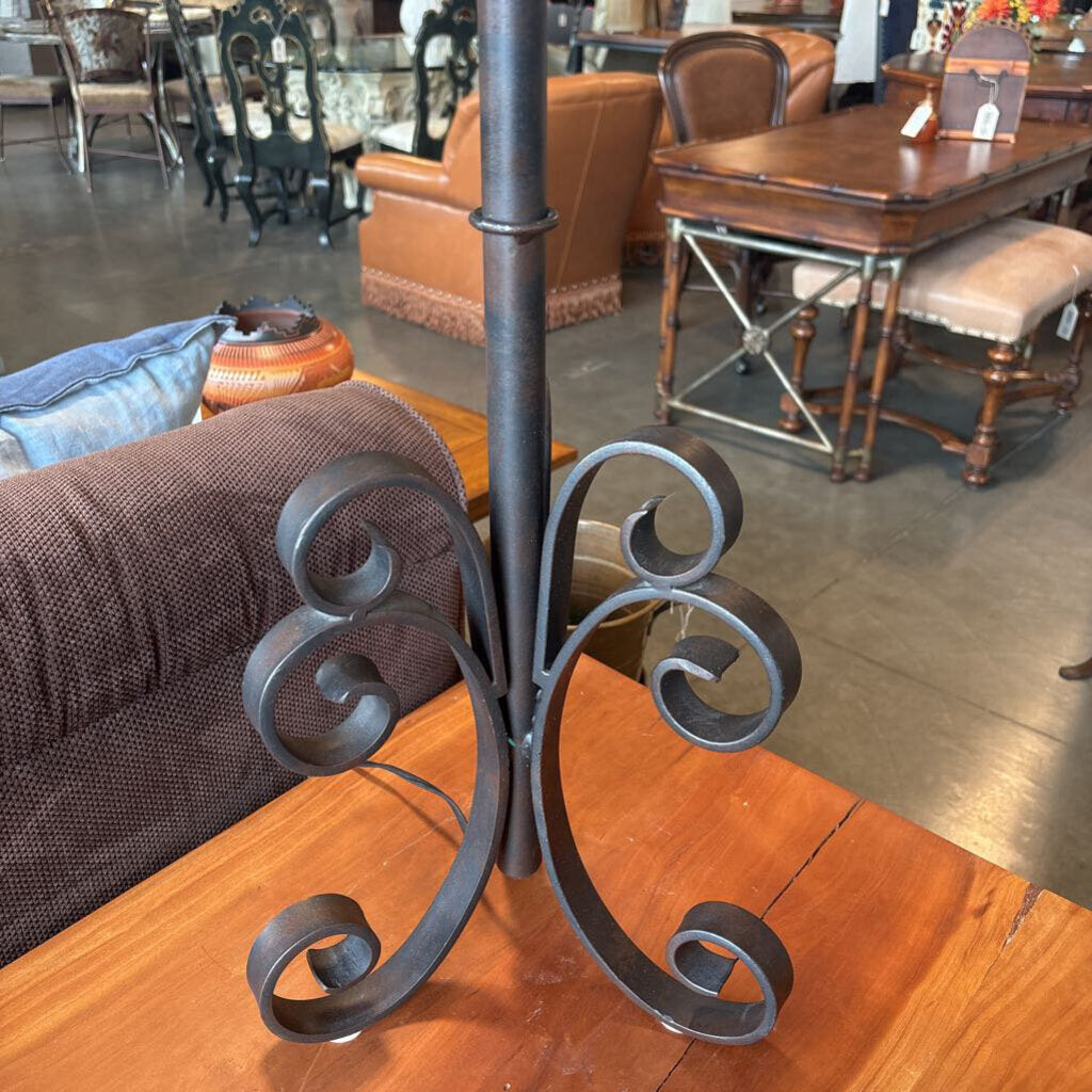 Black Scrolled Iron Table Lamp- 14X33H