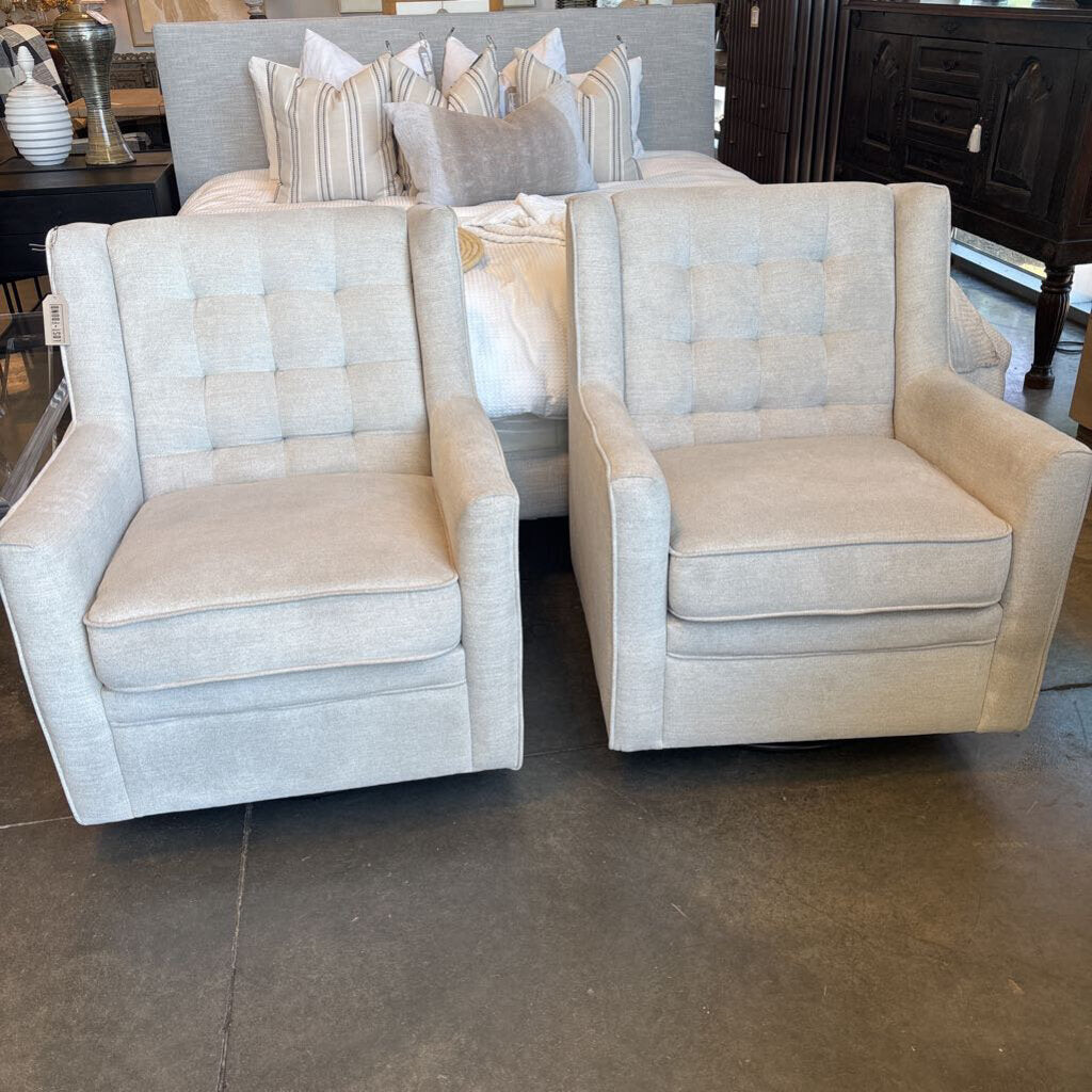 Klaussner Cream Cream Swivel Rockers-Pair-29X30X35H