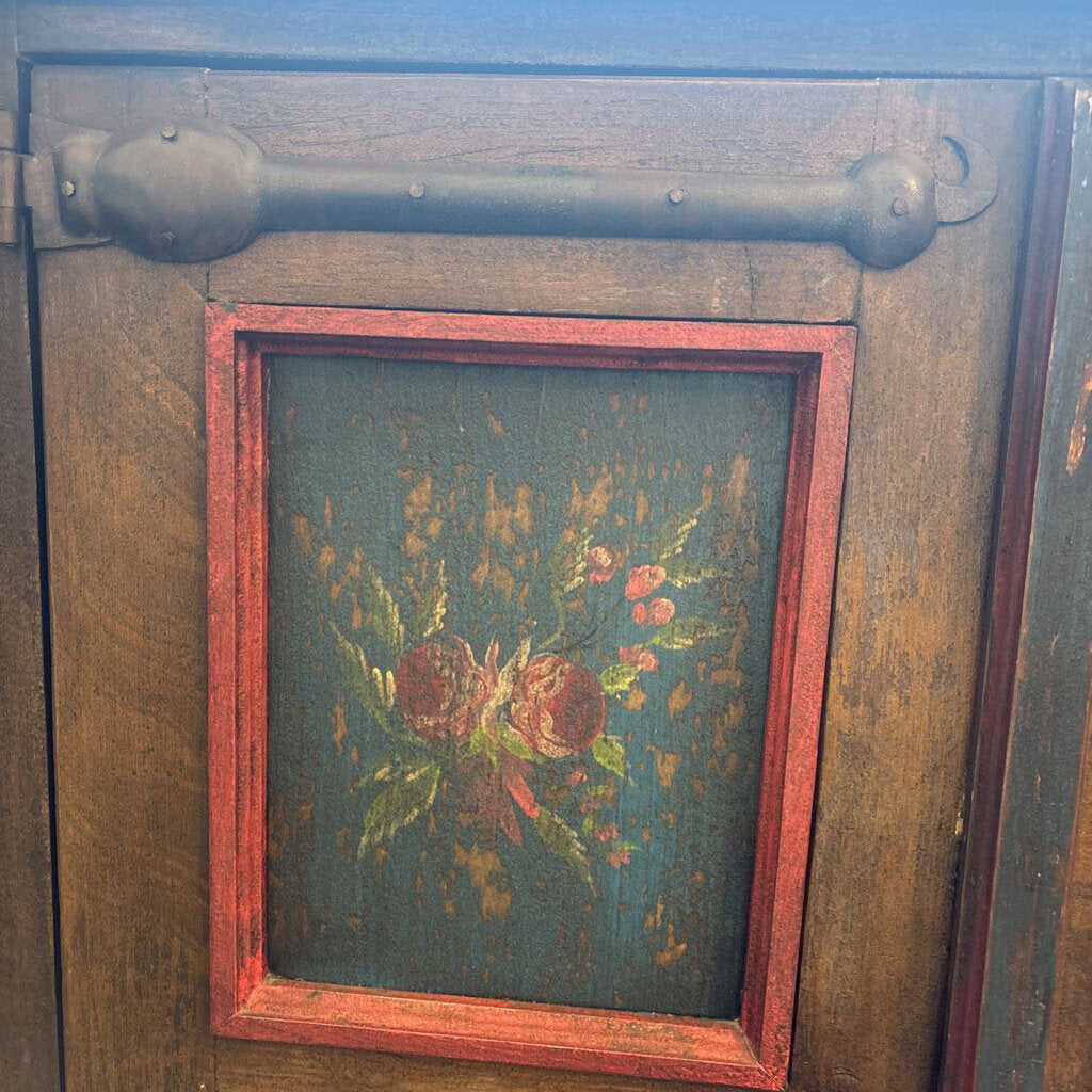 Wood Armoire W/ Painted Doors- 46X24X67H