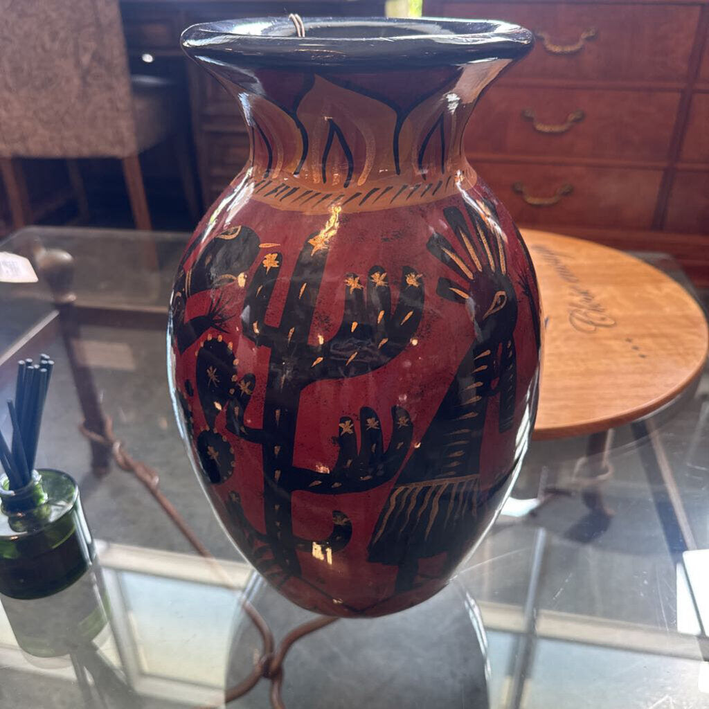 SW Glazed Vase W/ kocopelli - 8X14H