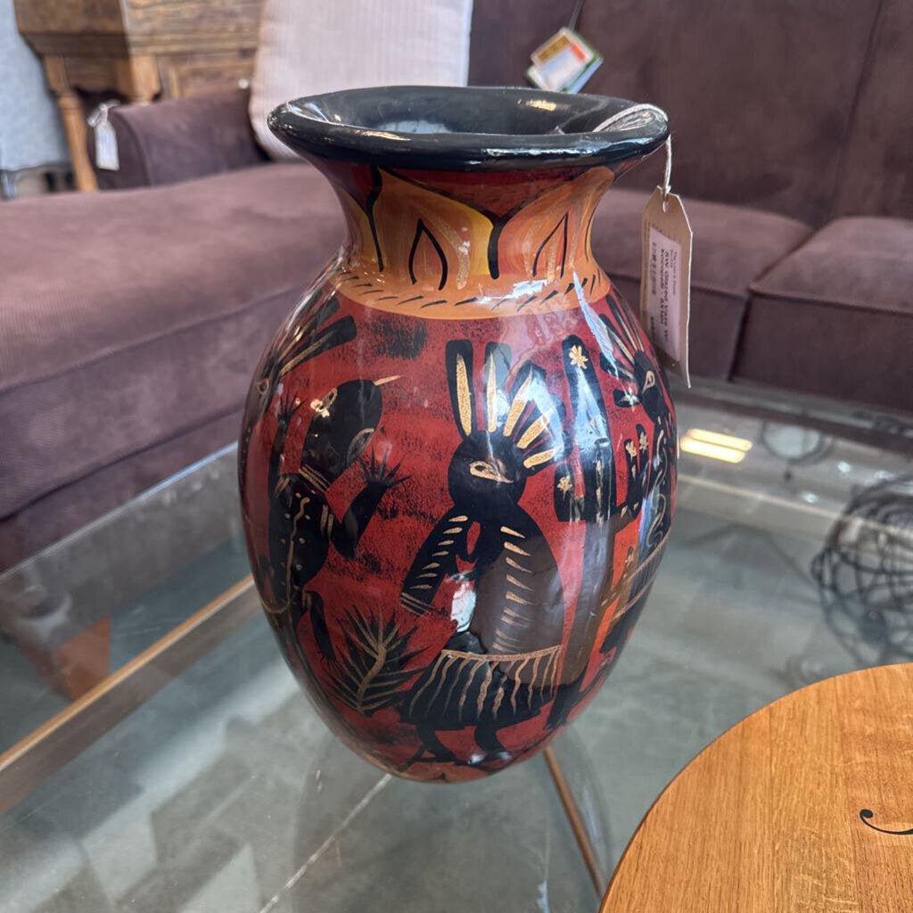 SW Glazed Vase W/ kocopelli - 8X14H