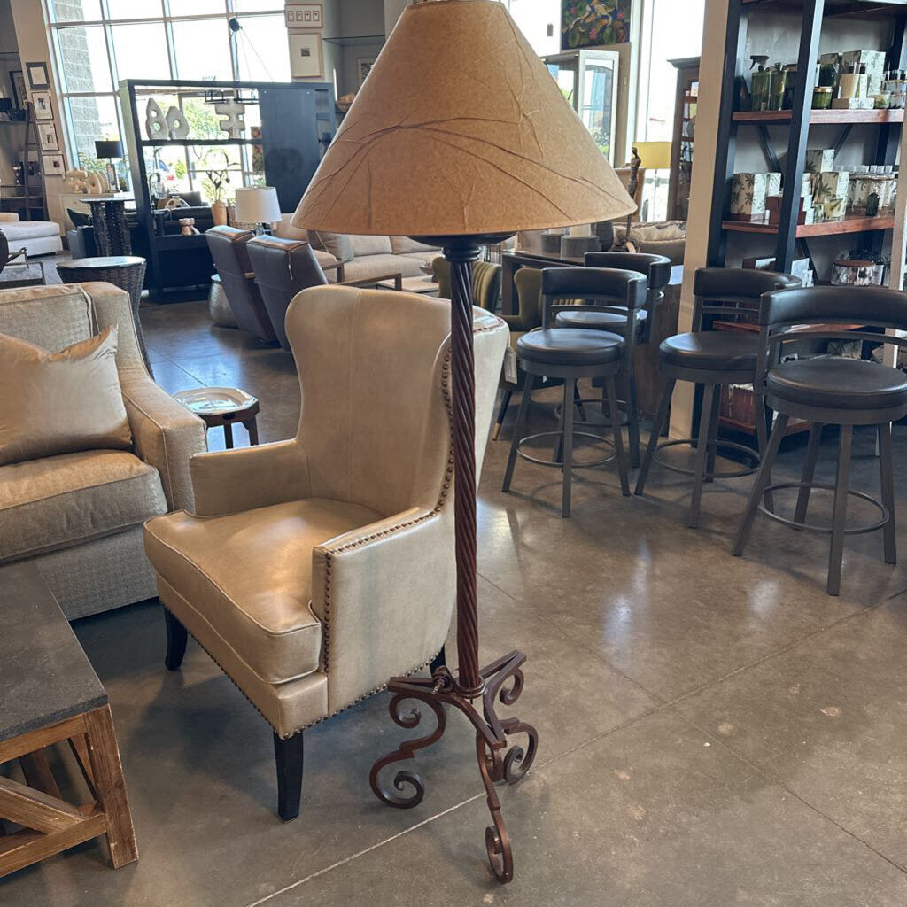Wought Iron Floor Lamp W/ Twisted Base- 64H