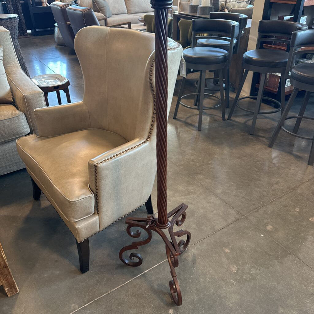 Wought Iron Floor Lamp W/ Twisted Base- 64H