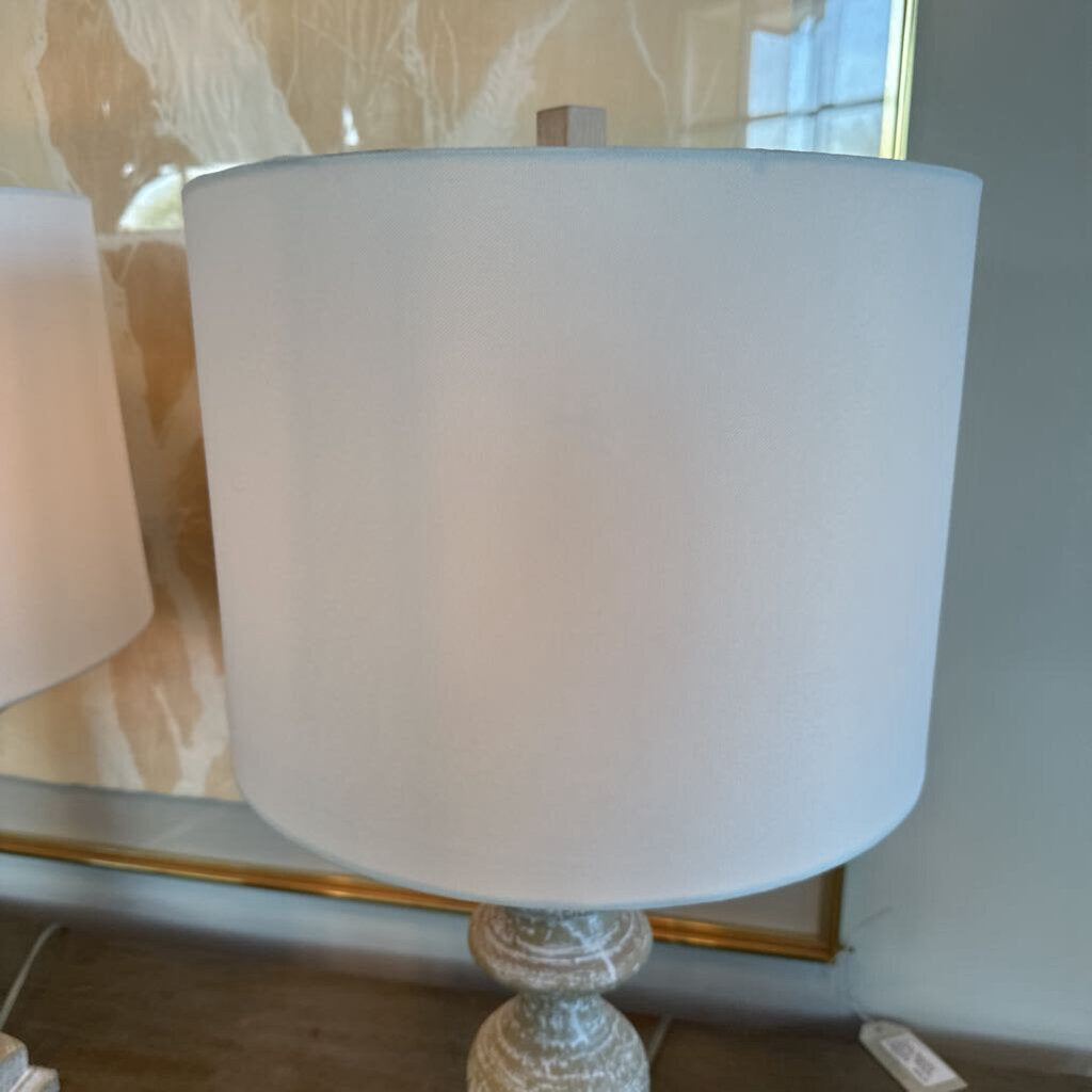 Faux Wood Balustrade Lamps- Pair-26H