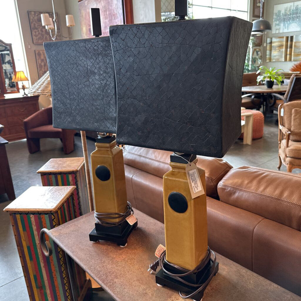 Uttermost Mustard Yellow Ceramic Table Lamp- Pair- 11X32H