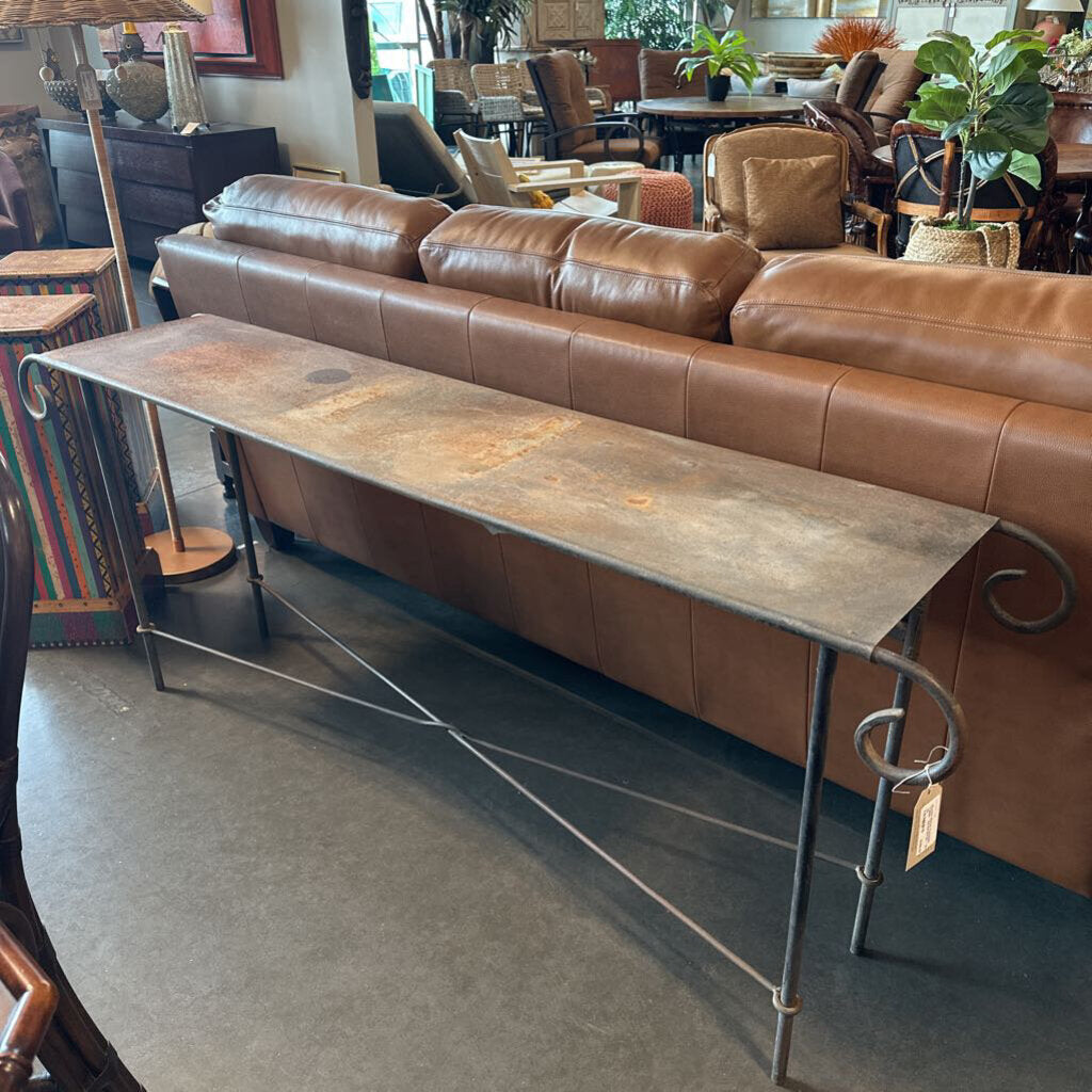 Rustic Metal Console Table - 64.5X15X30 - AS IS