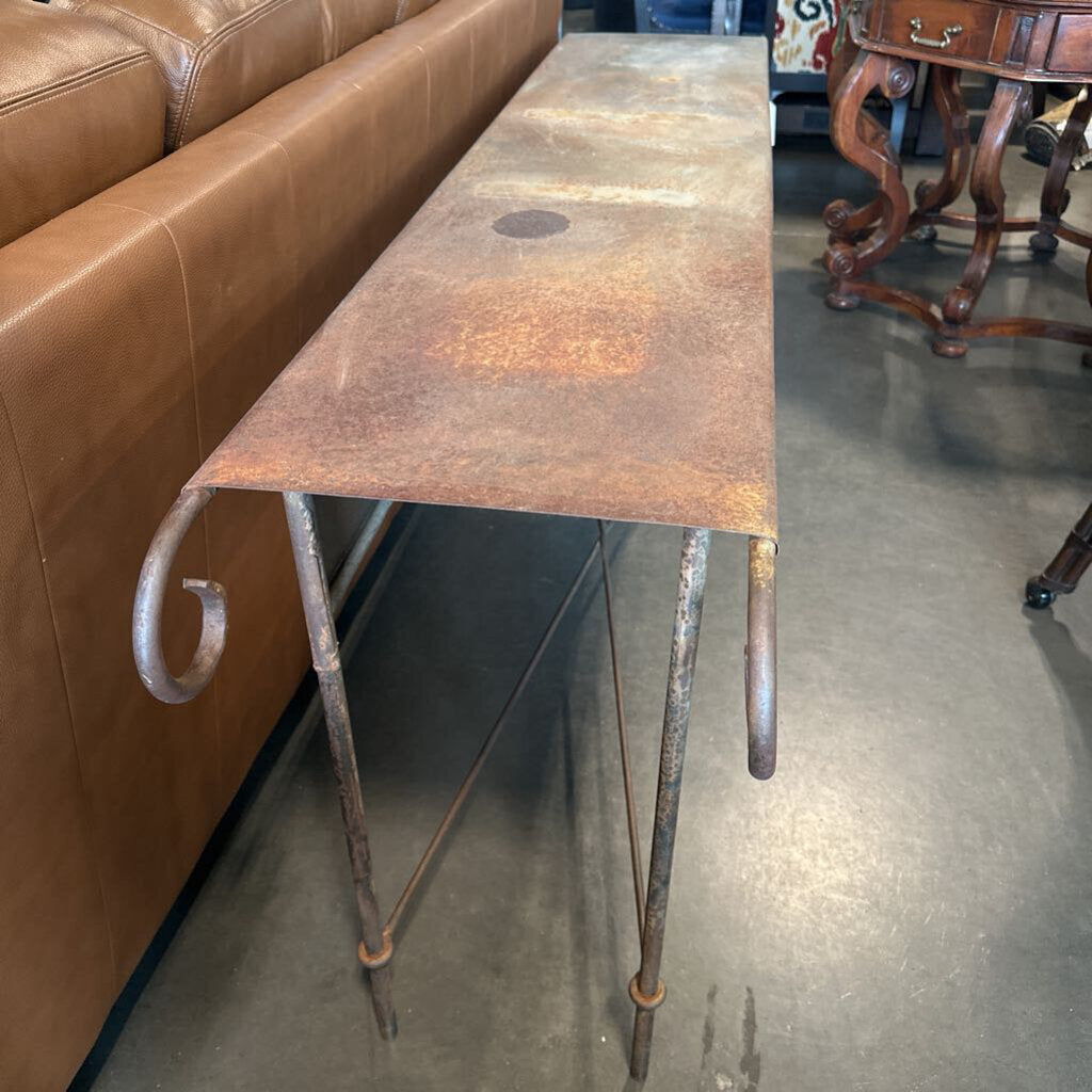 Rustic Metal Console Table - 64.5X15X30 - AS IS