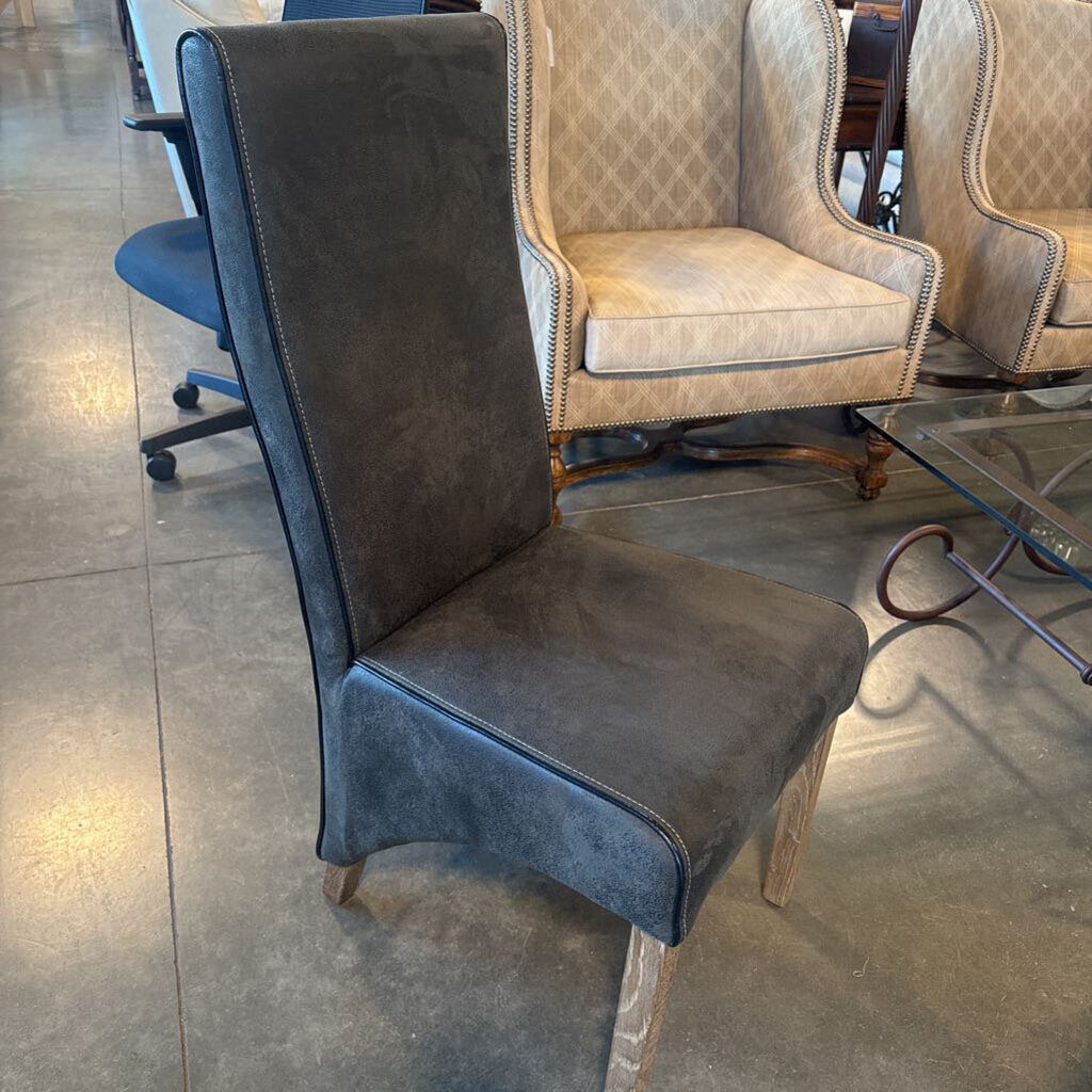 Dk Brown Faux Leather Side Chair- 18X25X42H