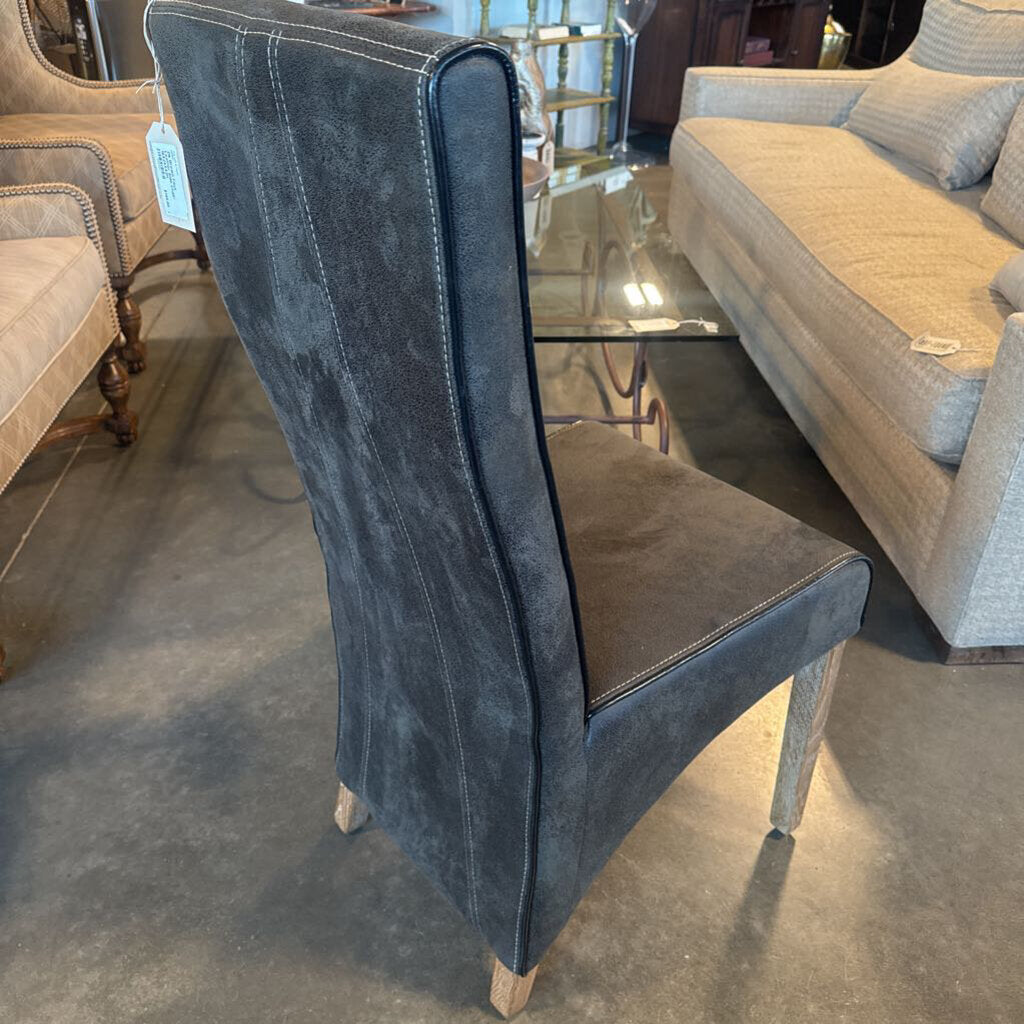 Dk Brown Faux Leather Side Chair- 18X25X42H