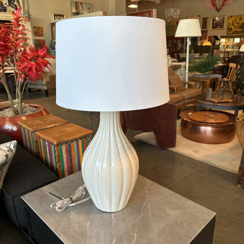 White Ceramic Fluted Lamp- 16X28H