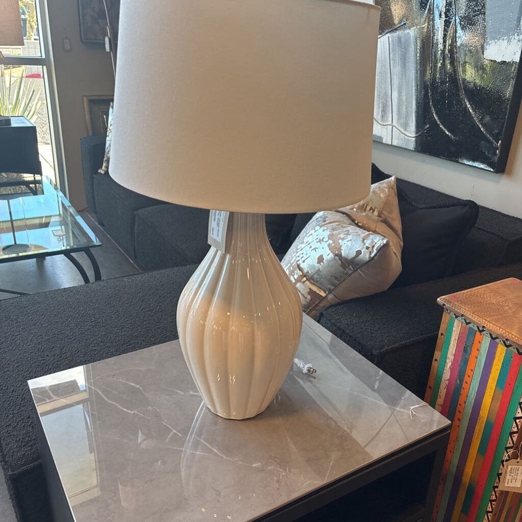 White Ceramic Fluted Lamp- 16X28H