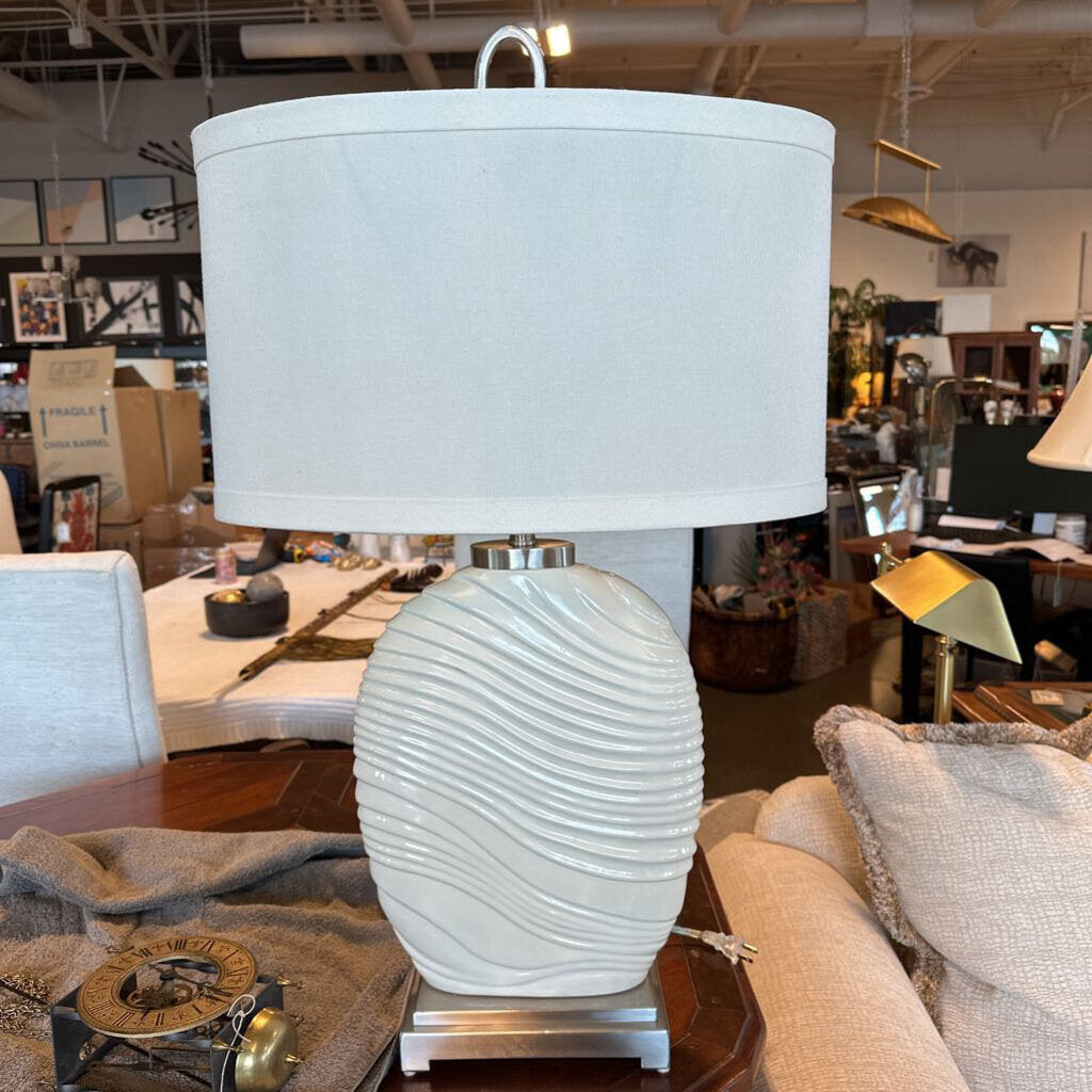 Cream Ceramic Oval Lamp- 19X12X33H