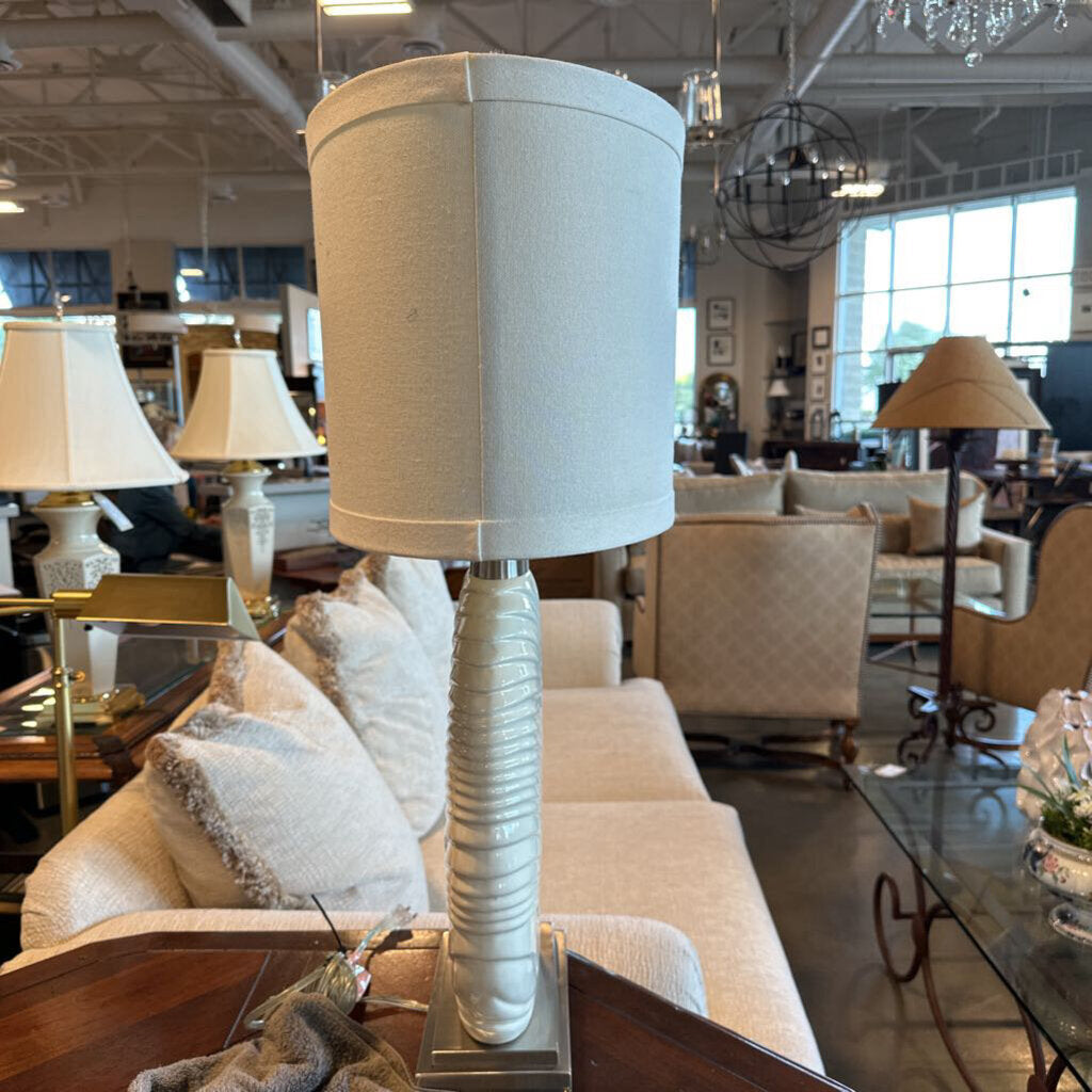 Cream Ceramic Oval Lamp- 19X12X33H